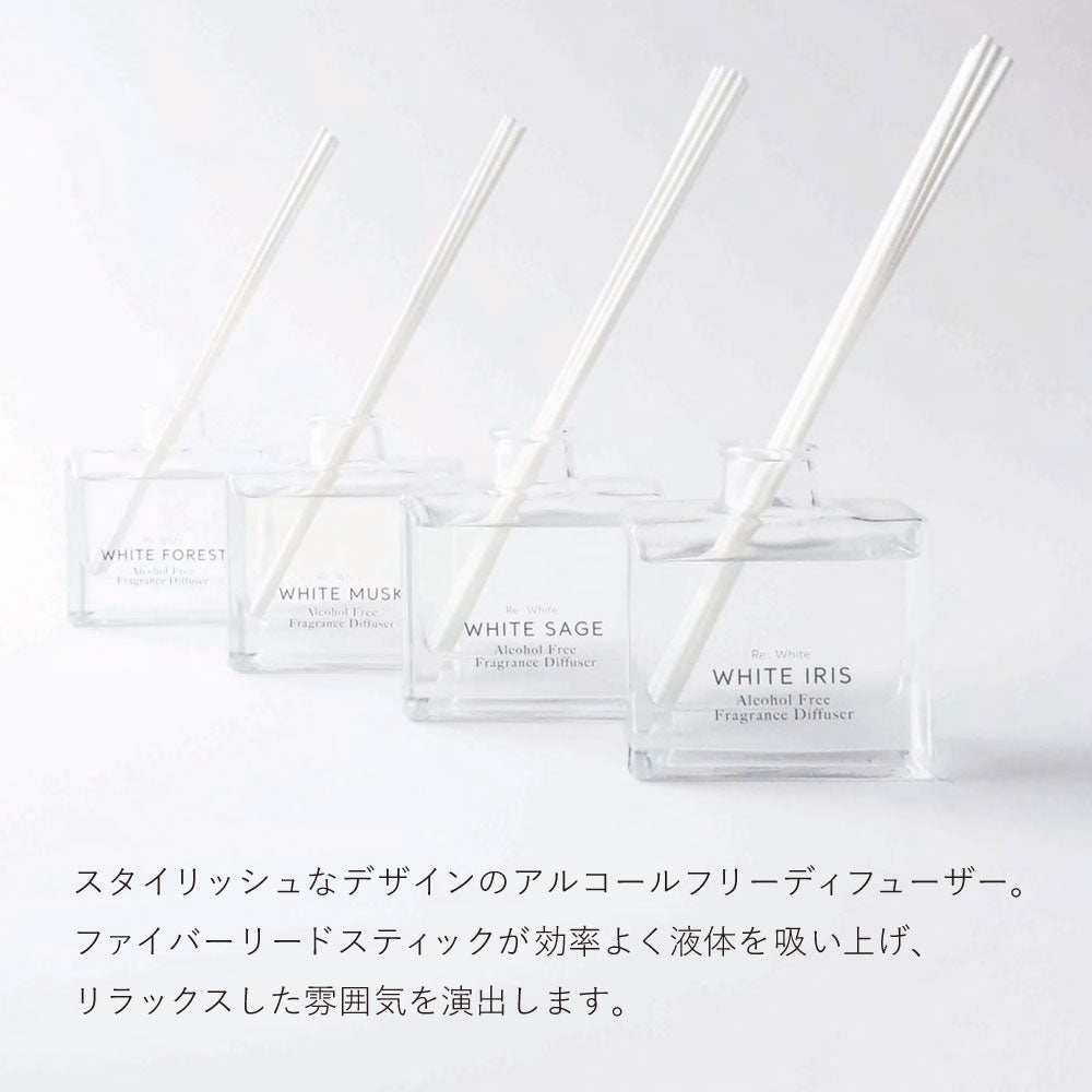 【Re White】ファイバー&アルコールフリーディフューザー M <フォレストの香り>