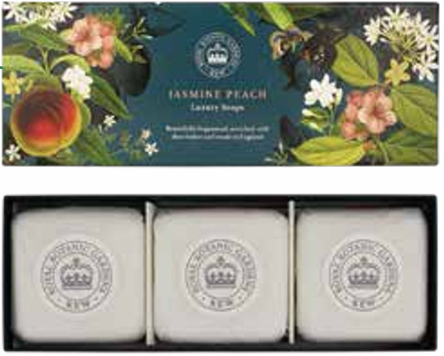 【THE ENGLISH SOAP COMPANY】KEW GARDEN キューガーデン Luxury Shea Soap Set シアソープセット ＜JASMINE PEACH ジャスミンピーチ＞