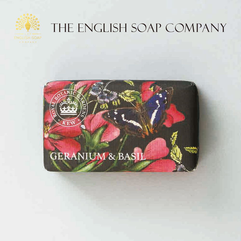 【THE ENGLISH SOAP COMPANY】KEW GARDEN ラグジュアリーシアバターソープ ＜ゼラニウム＆バジル＞