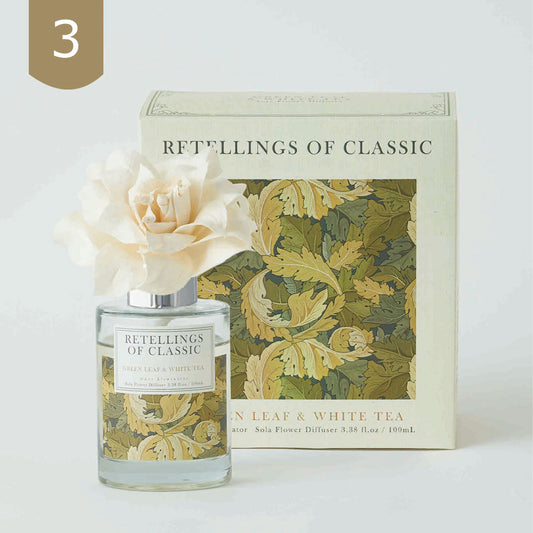 【RETELLINGS OF CLASSIC】リテリングス ソラフラワー ディフューザー ＜グリーンリーフ・ホワイトティ＞ ｜ ウィリアム・モリス