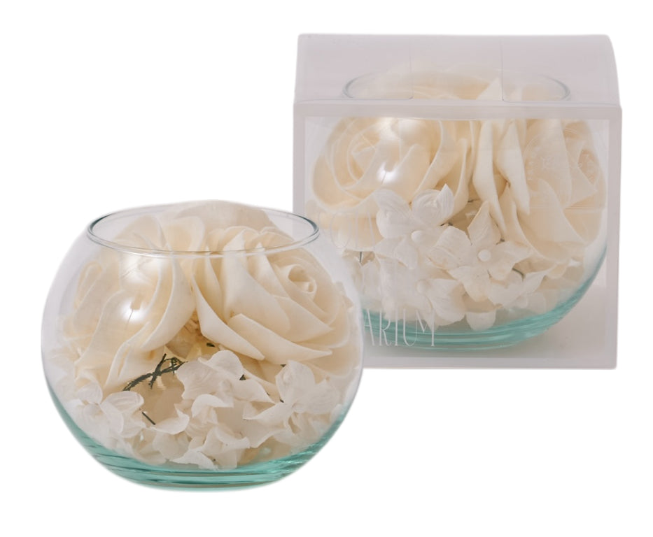 【香り付 Sola Flower】ソラフラワー ソラリウム（グラスボウル）・香り：マグノリア ハニーサックル・花の形：ローズ