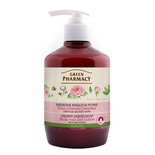 Elfa Pharm エルファファーム Green Pharmacy グリーンファーマシー Creamy Liquid Soap クリーミーリキッドソープ Musk Rose and Cotton ムスクローズ&コットン